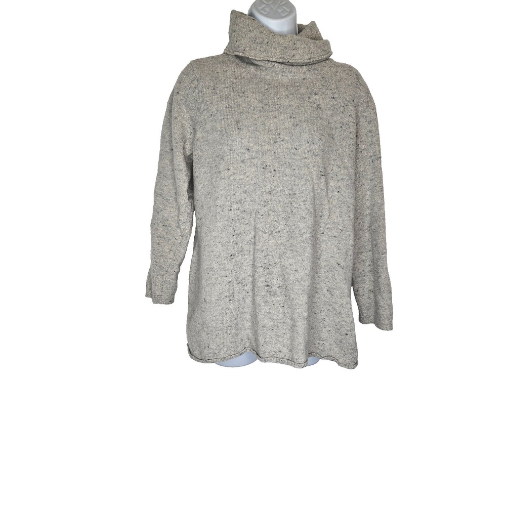 J Jill XL Wool Cashmere Cowl Neck Tunic Sweater Oatmeal Soft Neutral Luxe